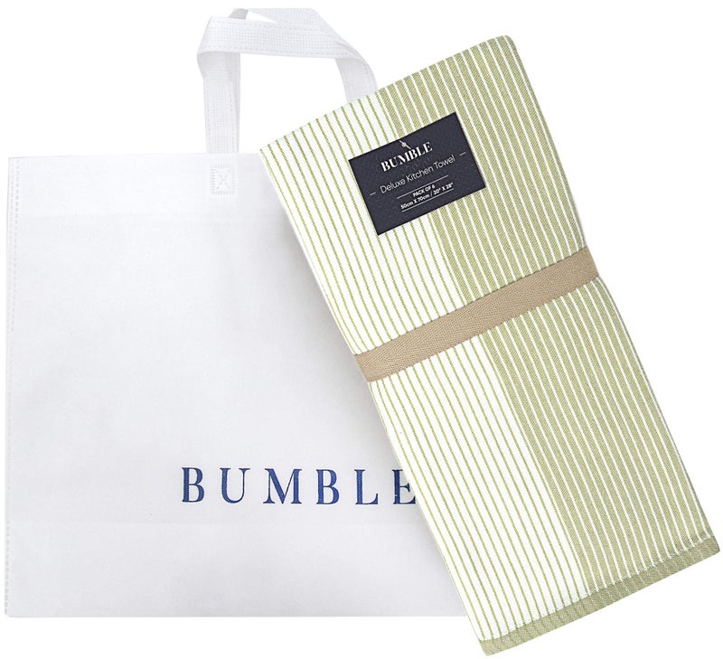 Bumble Towels Premium Kitchen Towels (20â€x 28â€, 6 Pack) | Large Cotton Dish Towels | Flat & Terry Highly Absorbent Kitchen Linen Set with Hanging Loop | Sage - Image 5